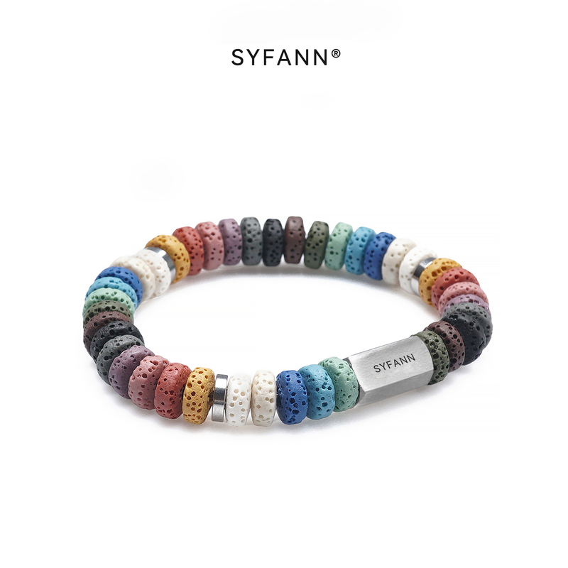 Syfann Original Natural Colored Pill Volcanic Stone Aromatherapy Bracelet Diffuser Engraved Aromatherapy Bracelet Birthday Gift