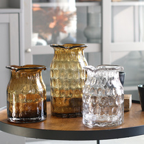 (3 fold clear cabin special price) Living room Fashion table glass vase Nordic transparent flower-flower water pewter water nourishing floral