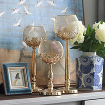 Ins Eu Style Candleholder Pendulum with light extravagant office Living room Decoration Home Ornament Candle Light Dinner Iron Art Furnishing