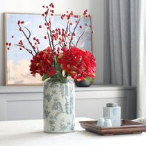 High quality simulation embroidered ball bouquet red Hebridal wedding room table Xuanguan tea table decoration fake flower photo props