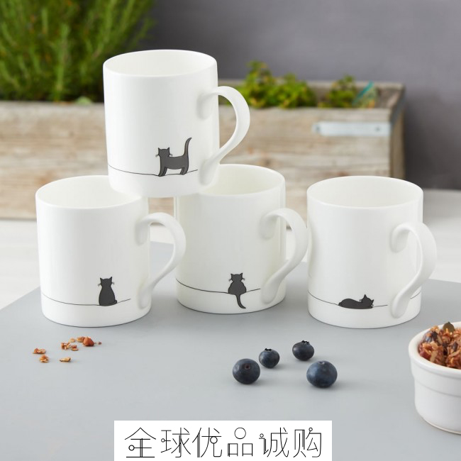 UK imports Jin Designers Bone Porcelain Coffee Cup Office Cup Art Pure White Creative Couple Mark Cup