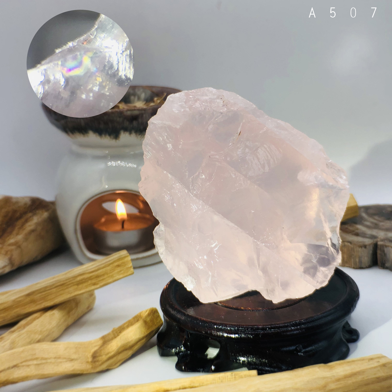 Natural Brazilian Rose Quartz Raw Stone Peach Blossom Pink Quartz Love Stone Ornament with a Complimentary Solid Wood Base Natural Brazilian Rose Quartz Raw Stone Peach Blossom Pink Quartz Love Stone Ornament with a Complimentary Solid Wood Base
