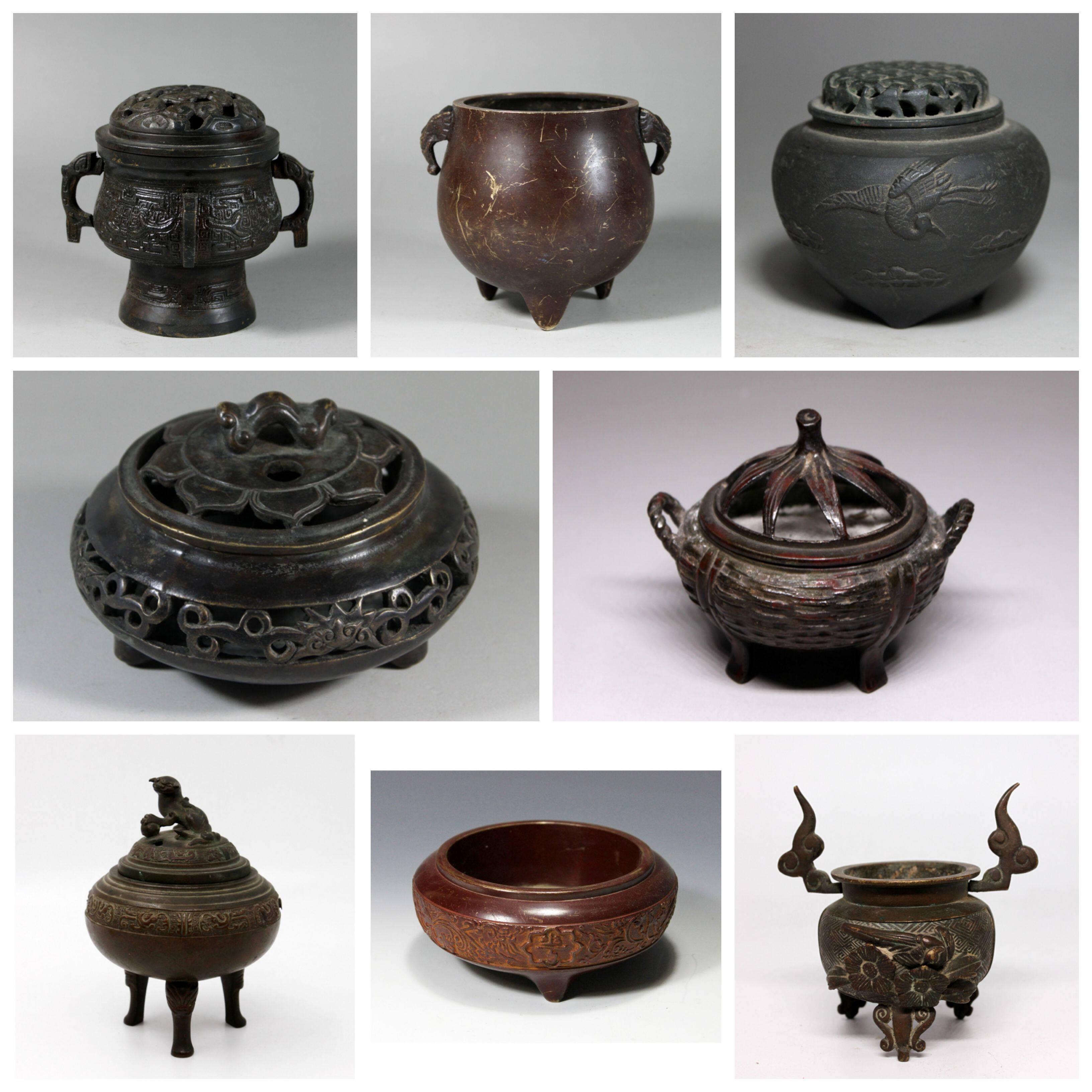 銅器 蘇工 如意三足香炉 宣徳炉線香盤 禅意茶道香炉