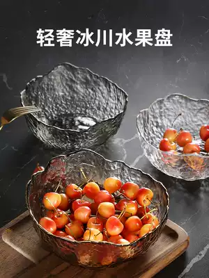 Nordic style crystal glass fruit plate Net red fruit plate living room home creative modern coffee table plate ins style