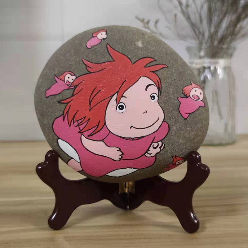 Head painting Finished Products Cliff Top Goldfish Jong Mesobou Hand Painted Cobblestone Creative Cartoon Pendulum Gift Handmade