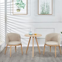 Nordic simple wooden table small house metal log Round Table imitation solid wood side corner table tea table negotiation small round table