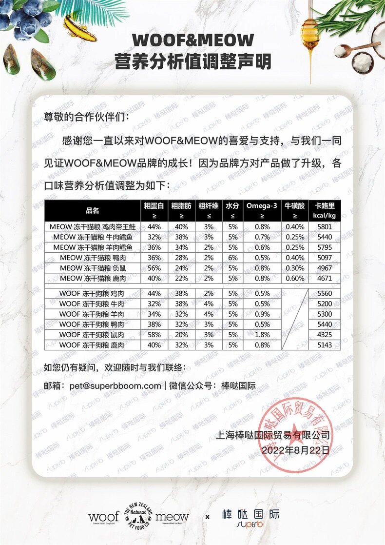 猫冻干零食 新西兰进口meow宠物猫咪冻干零食无谷主粮负鼠牛肉羊肉幼猫成猫粮