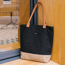 Soag black Korean canvas bag female spring Harajuku style zipper shoulder bag large capacity retro tote bag female