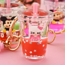 Acrylic cute simulation milk bottle Mickey car keychain creative milk tea cup doll machine bag pendant female