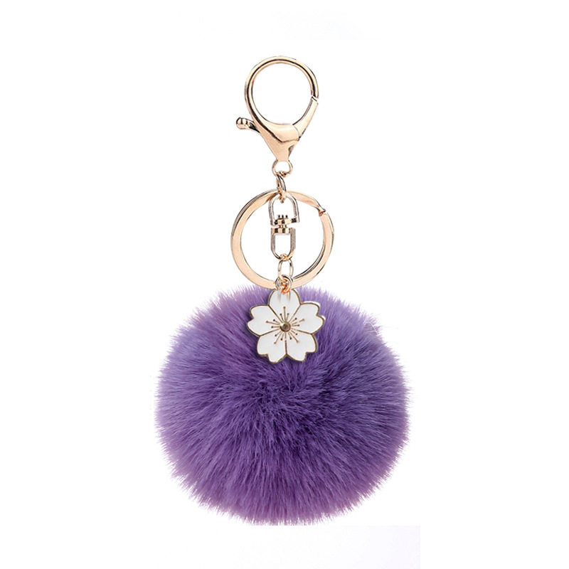Bauhinia cute fur ball keychain creative anti-rex rabbit plush bag pendant car key chain pendant ins