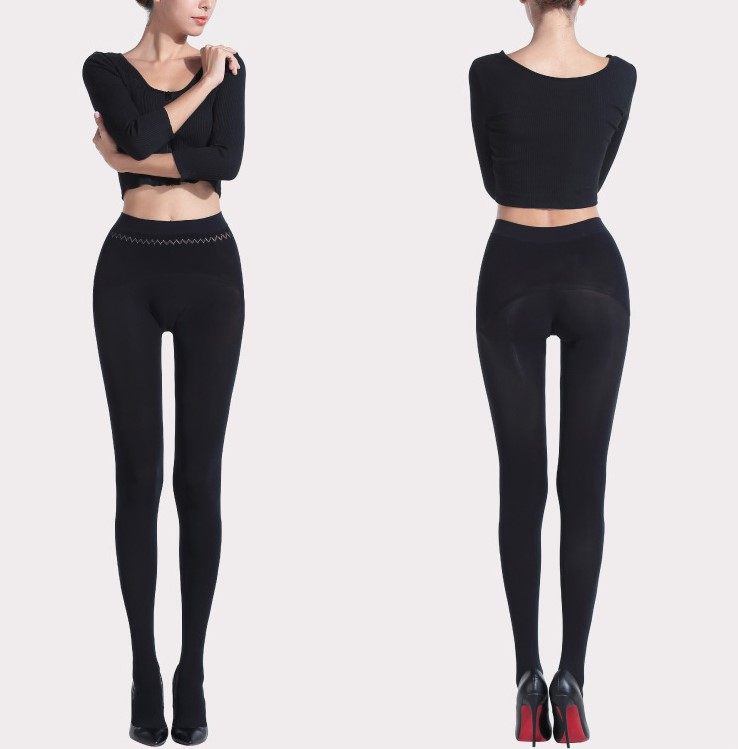 Autumn and winter thickened velvet seamless 360 degrees unmarked one thin micro pressure Apple hip leggings socks