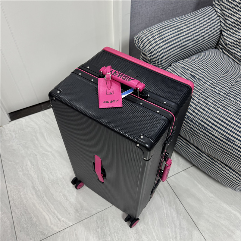 Japanese-style high-end aluminum frame suitcase, fashionable women's 20cm carry-on, silent universal wheels, men's 28-inch wide trolley travel suitcase.