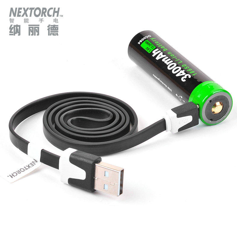 NextORCH Nerid USB Straight Charging 18650 Lithium Battery Flashlight Large Capacity 3400 MAh Belt Charging Line