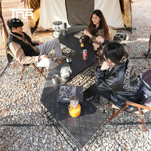 TNR Переносная складная складная складная стальная сеть стальной сети для кемпинга для пикника для барбекю Комбинированная складная стола железная полка