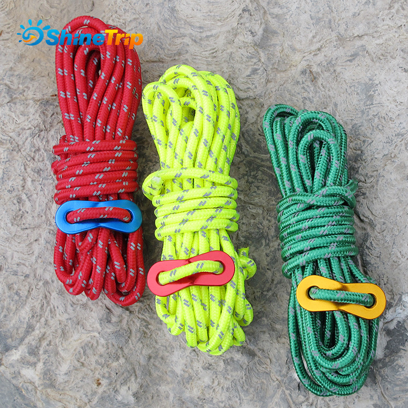 Outdoor tent 4mm reflective wind rope canopy windproof rope fixed drawstring tent rope accessories travel clothesline