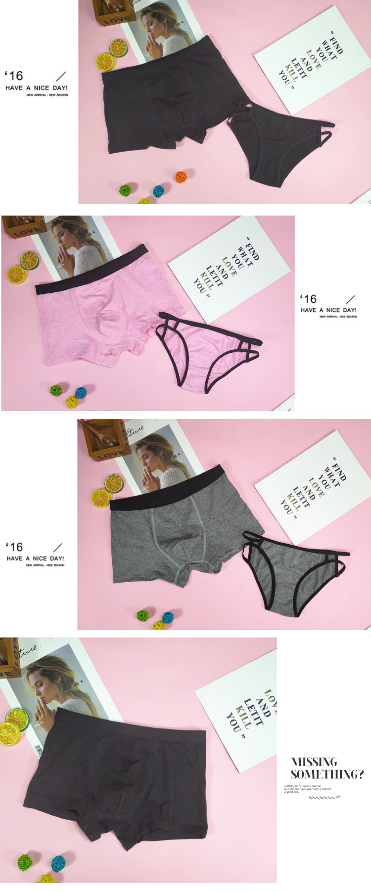 Mới 2 Pack Cặp đôi Đồ lót Cotton Dễ thương Sáng tạo Cá tính Đồ lót Sexy Cám dỗ Hấp dẫn Set quan lot nam