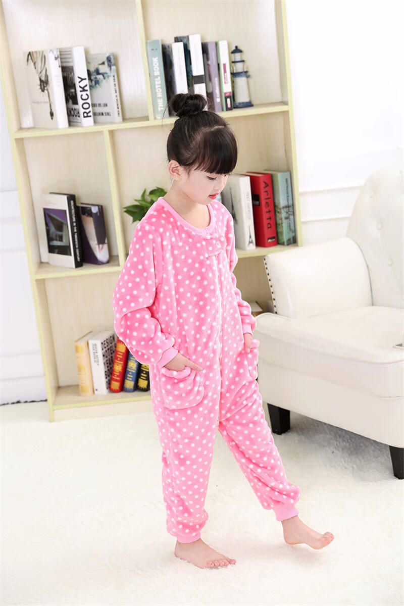 Mùa thu và mùa đông bé trai và bé gái flannel hai mặt nhung san hô ấm cho bé một bộ đồ ngủ chia túi ngủ leo núi quần áo bodysuit bé trai 0-24 tháng