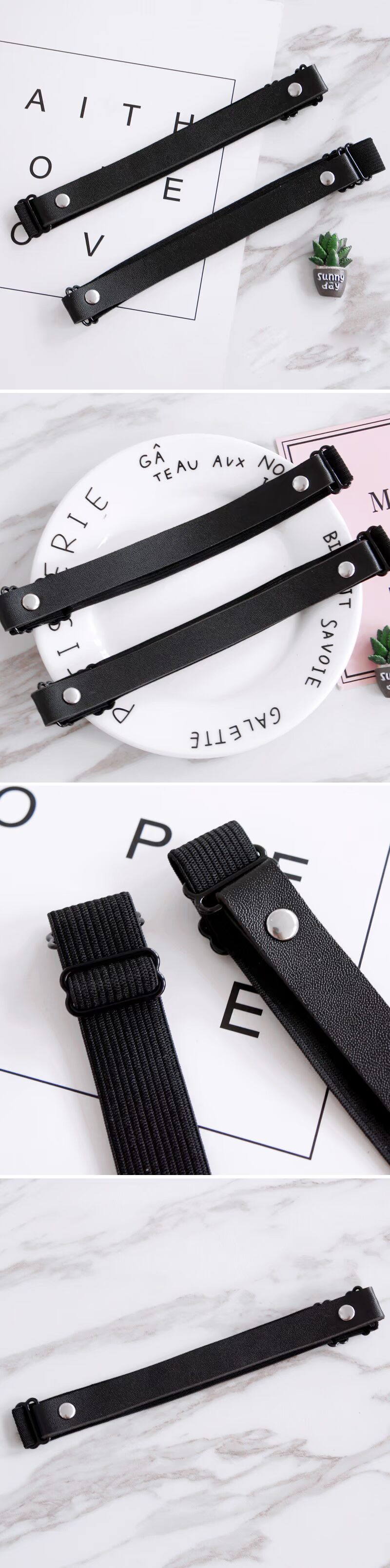 Nhật Bản và Hàn Quốc ulzzang cô gái đường phố beat chân cá tính punk da đàn hồi da đen chân nhẫn garter nịt bất tất