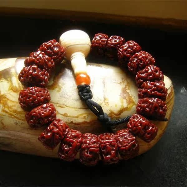 Authentic Nepal 6 six-petal King Kong Bodhi hand string hand Buddha beads red skin meat pattern depth cleaning Wenwen playing walnuts
