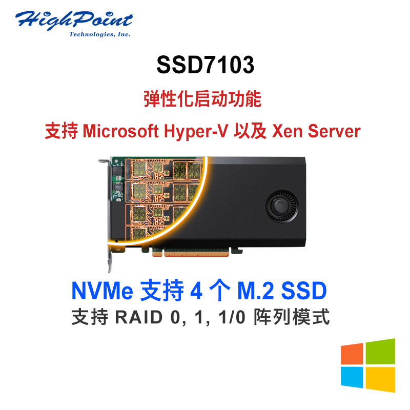 Rocket SSD7103 NVMe PCIe 3 0 x16 array card insert 4 pieces M 2 SSD high speed storage