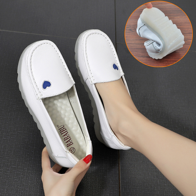 Giày nữ trắng giày y tá  đế mềm - dép đi trong bệnh viện tchống trượt cho nhân viên y tế - giày gân bò chất lượng cao không mùi, thoáng khí- giày búp bê đế mềm  cho phụ nữ có thai 