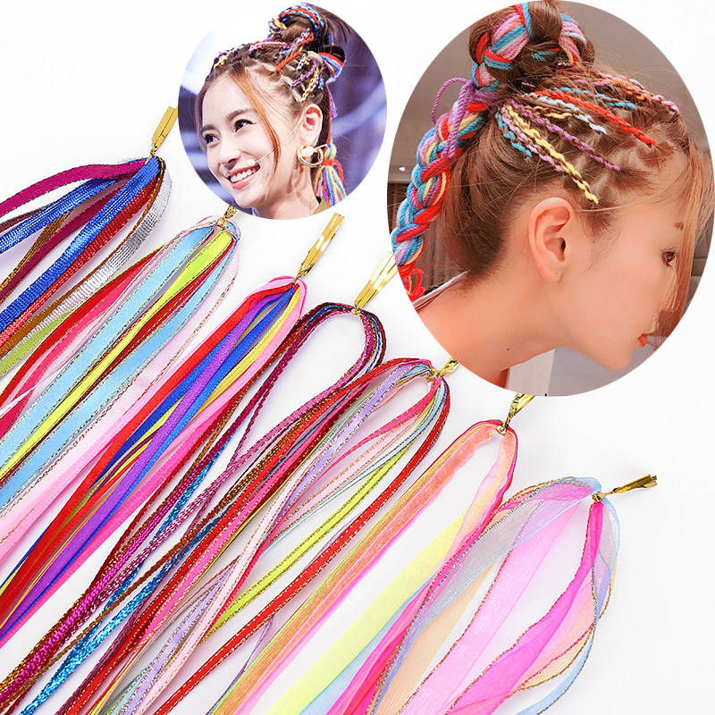 Choreography Colorful Rope Gradually colored hair band Seven colorful Yunnan braids Dirty Braid Hair Rope Children Adults Perform Hip-hop Hair Circles