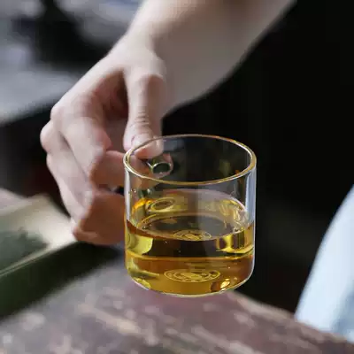 Thickened heat-resistant transparent glass tea cup small teacup with Cup kung fu tea set Master Cup ear cup tea bowl home