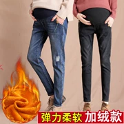 Quần bà bầu mới 2018 quần áo mùa đông cộng với nhung dày size lớn cho bà bầu quần jeans bụng dạ mùa đông thời trang mẹ ơi