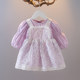 Girls suit 2021 spring new children's Korean version of the foreign style puff sleeve dress fake two-piece little girl dress