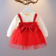 Girls' clothing autumn new dress fake two-piece long-sleeved spring and autumn little girl princess skirt puff sleeves tutu skirt tide