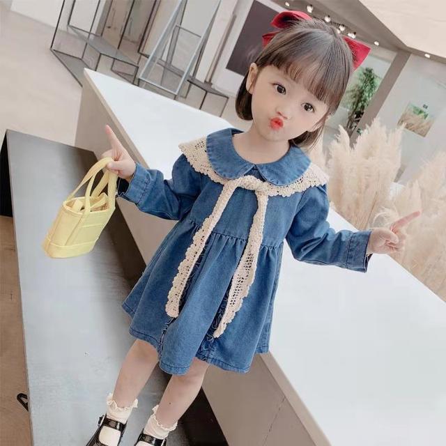 Girls 2021 spring new baby girl denim princess skirt children's denim clothes children's dress children's clothing skirt