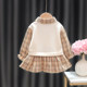 Girls spring and autumn dress skirt Western style college style British JK plaid skirt children's dress children's uniform skirt tide