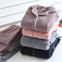 Pajamas womens autumn and winter flannel home clothes winter thickened coral fleece plus velvet mens warm large size suit