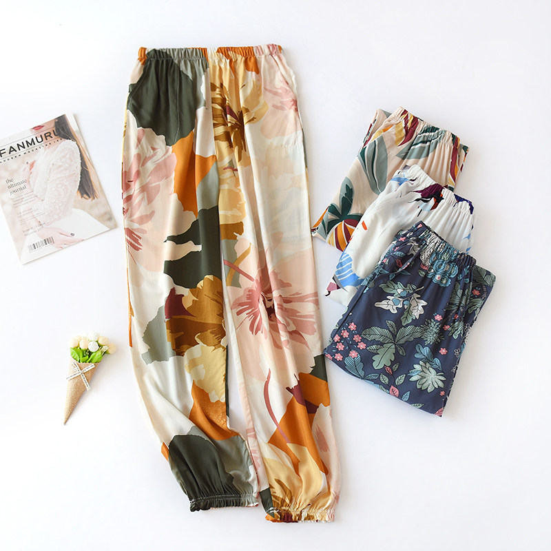 New lady pajamas trousers pants female carrot pants lazy sloth thin soft and outer air conditioner