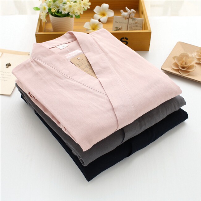 Men's and women's spring and summer Japanese-style steaming clothes pure cotton double-layer gauze even kimono yukata pajamas casual home clothes