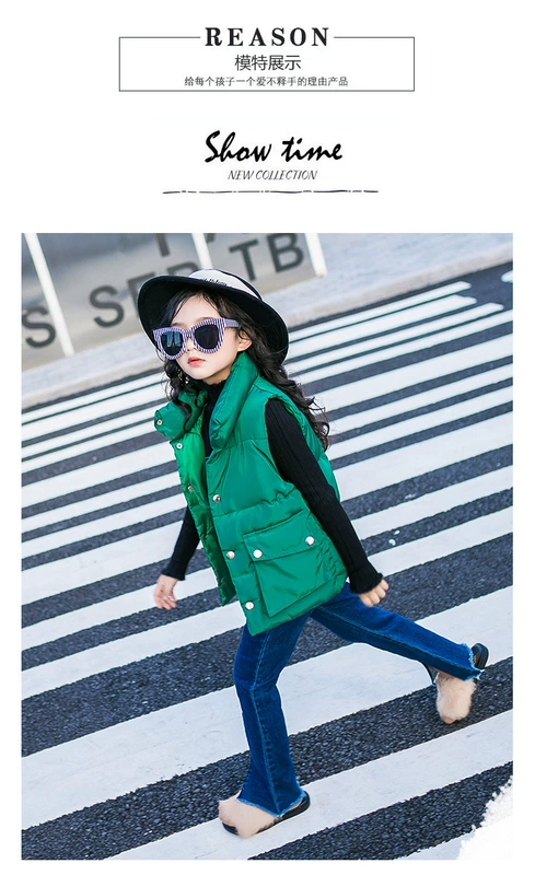 Quần áo trẻ em mùa thu và mùa đông cô gái mới vest vest trẻ em Hàn Quốc trong trẻ em lớn vest bông cô gái ấm áp vest bông