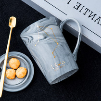 Creative Nordic ins ceramic cup personality male student home water Cup constellation mug with lid spoon coffee cup