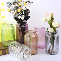 New European-style vertical bar vase glass bottle minimalist retro bottle flower arrangement swinging pieces Home Decorative Dry Vases
