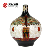 Tiancai lacquer ware large lacquer off-body vase height 25 5cm raw lacquer painted pile plastic mosaic craft Fujian Tulou original