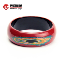 Tiancai Lacquerware Lacquer Bracelet Womens Solid Wood Jewelry Rhino Leather Lacquer Art Chinese Style Traditional Crafts Purely Handmade