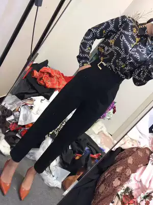 Suit pants women's high waist casual pants Korean version loose thin cropped pants harem pants small feet ribbed pants women's spring and summer