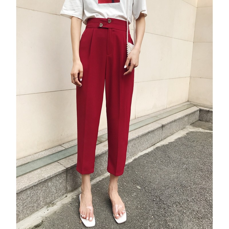Small Western Pants Woman 90% High Waist Loose Straight Drum Casual Women Pants 2022 Spring Summer New Small Feet Kharen Pants Robe Pants