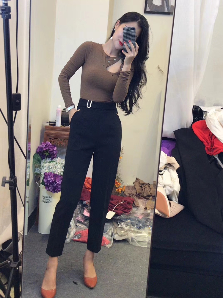 Suit pants women's straight high waist thin cigarette tube pants 2021 spring and summer new women's pants Korean version of nine-point pants women's casual pants