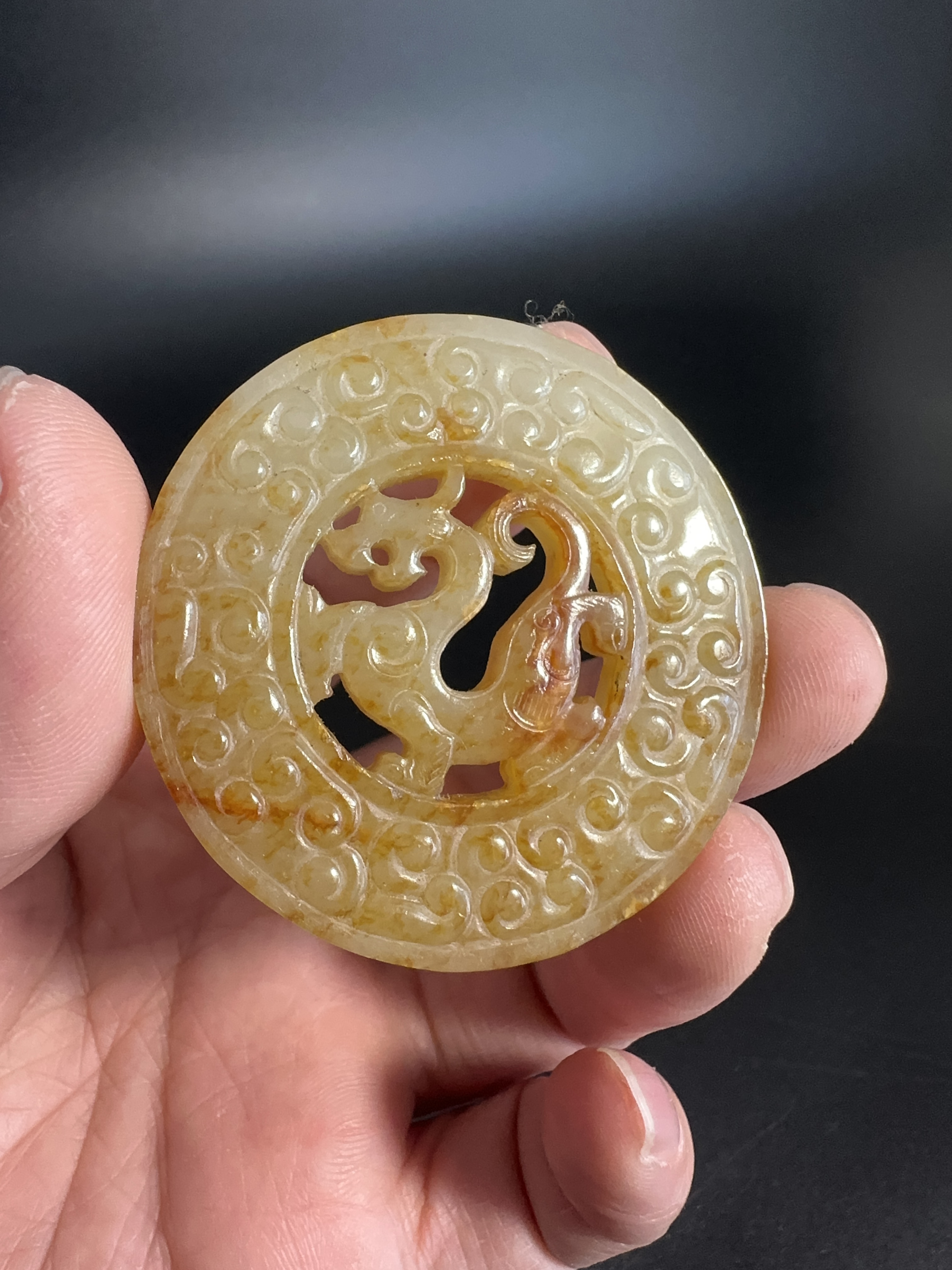 黄玉龍紋玉珩 和田玉 古玉 古玉擺件 中国古玩 中国美術 唐物骨董 G2 黄玉龍紋玉珩 和田玉 古玉 古玉擺件 中国古玩 中国美術