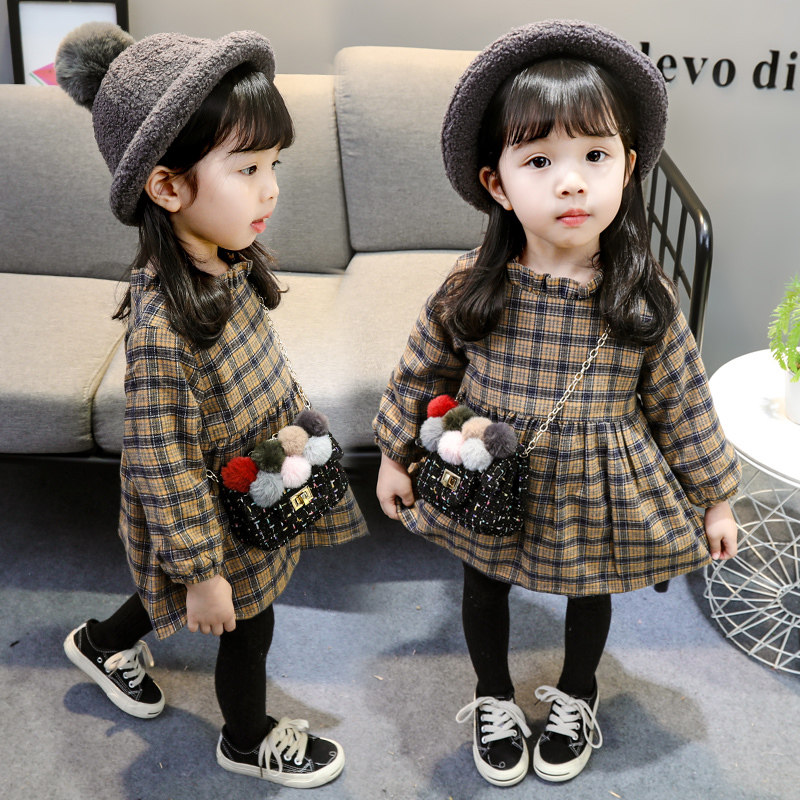 Autumn-winter female baby gush with baby dress 0-1-2-3-year-old baby plus suede thickened skirt