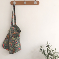Korean star Aidan same style cotton floral canvas bag crossbody shoulder bag shopping bag