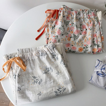 Korean-style Floral Fresh Classic 100% Cotton Super Fine Comfortable Soft Fine Lace Lace Ninth Home Pants Pajamas