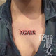 Flower-Armed Girl TATTOO 21 Black and Red NEVER AGAIN English Letters Chest Tattoos One Piece and Two