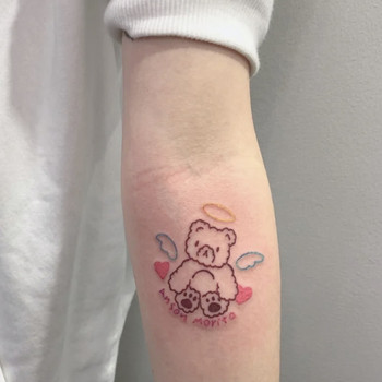 Flower-Armed Girl Tattoo 253 ins Style Cartoon Angel Bear Wings Heart Harajuku Soft Girl Tattoo Sticker