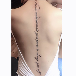 꽃 무장 소녀 TATTOOD146 백 레터 영어 롱 라인 척추 허브 주스 문신 스티커 무료 배송